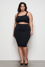 Load image into Gallery viewer, THE CONTOURED MIDI SKIRT | BLACK001