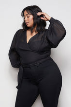 Load image into Gallery viewer, THE ORGANZA WRAP TOP | BLACK001