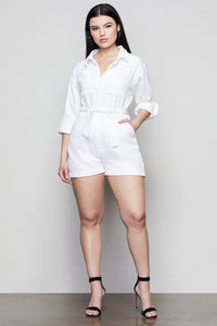 CUFFED PLAYSUIT | WHITE001
