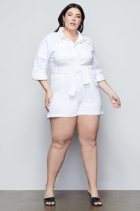 CUFFED PLAYSUIT | WHITE001