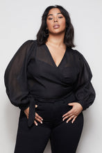 Load image into Gallery viewer, THE ORGANZA WRAP TOP | BLACK001
