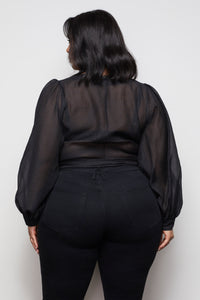THE ORGANZA WRAP TOP | BLACK001